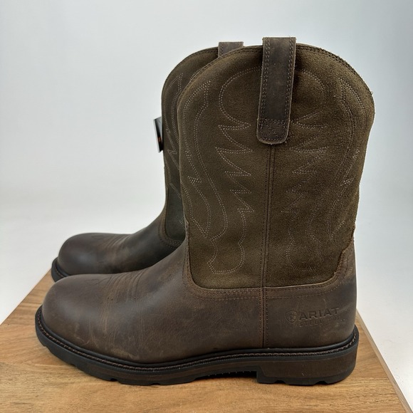 New‎ Mens Ariat Groundbreaker Leather Work Boots Steel Toe Shoes Size 14 M main image 6